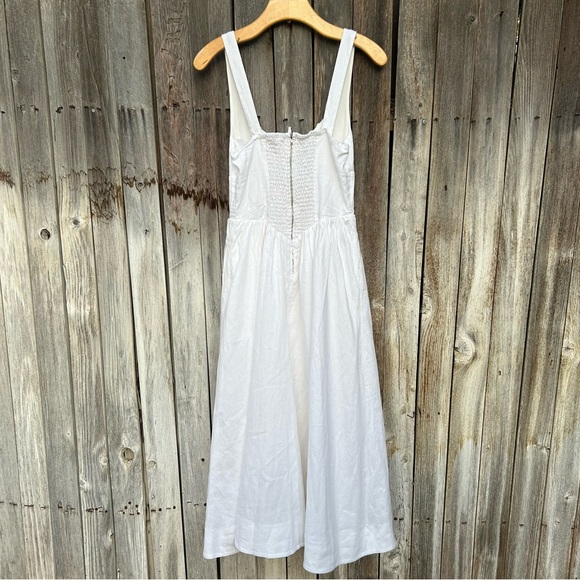 New Reformation Balia Linen Midi Dress White 4 - Picture 11 of 16